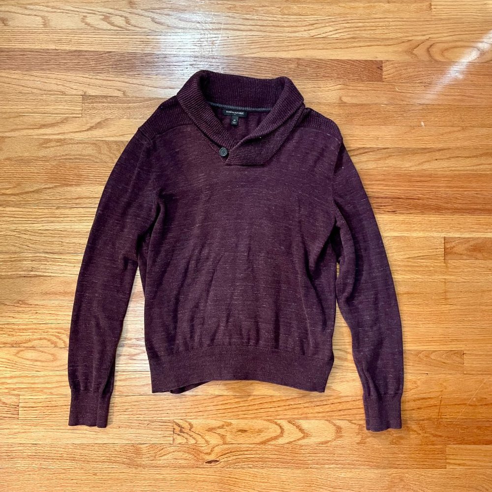 Men's Banana Republic Shawl Neck Sweater - Eggplant Purple